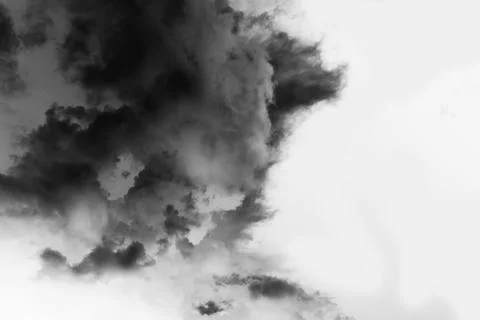 Dangerous and dramatic cloud of black smoke after an explosion in the sky 写真素材