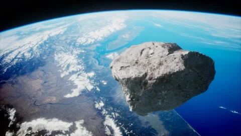 Dangerous asteroid approaching planet Earth Stock Footage 127625138
