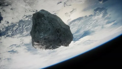 Dangerous asteroid approaching planet Earth 库存影片 130163402