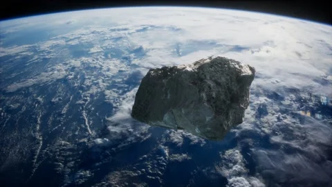 Dangerous asteroid approaching planet Earth Stock Footage 133074768