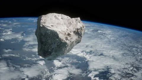Dangerous asteroid approaching planet Earth Stock Footage 136900728