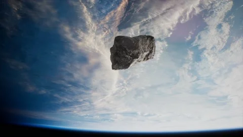 Dangerous asteroid approaching planet Earth Video stock 144593442