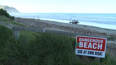 Dangerous beach sign Stock Footage 7147245