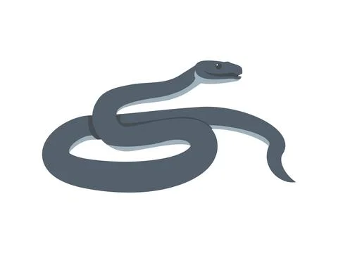 Dangerous black mamba snake, flat vector illustration isolated on white Stock Illustration