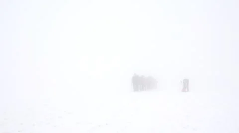 Dangerous blizzard forces at the end. Elbrus. Eco travel. Stock Footage 52363890