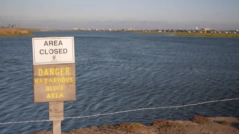 Dangerous Bluff Sign Stock Footage 75949254