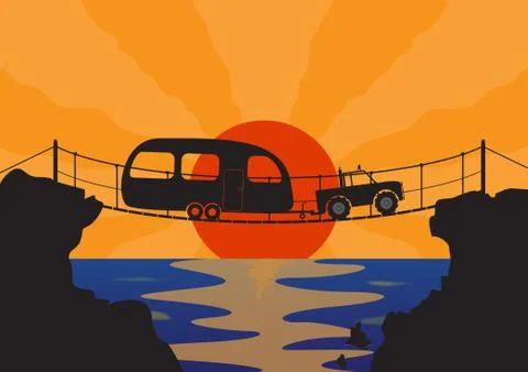 Dangerous Bridge Crossing Stock Illustration