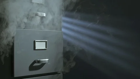 Dangerous burning documents in the filing cabinet Stock Footage 112123237