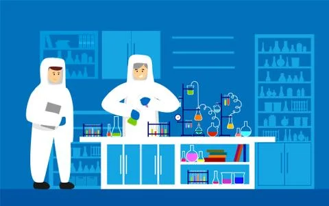 Dangerous chemical lab experiment vector illustration Illustrazione stock