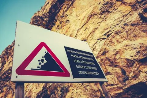 Dangerous Cliffs Sign Stock Photos