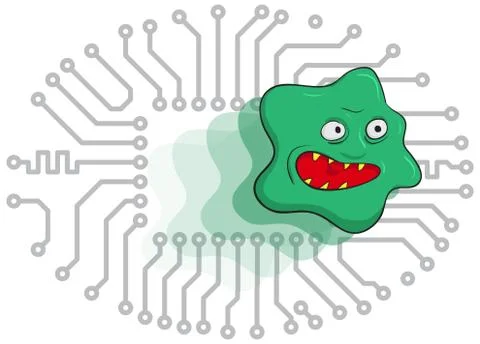 Dangerous computer virus has infected the electronics Illustrazione stock