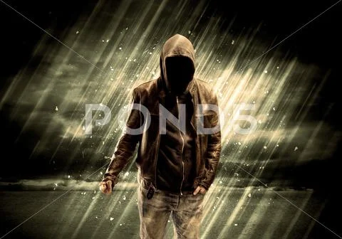Dangerous criminal standing with cigarette Stock Photos