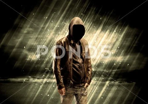 Dangerous criminal standing with cigarette Stock Photos