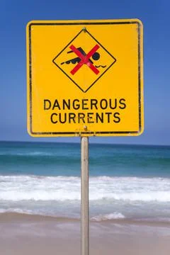Dangerous currents sign Stock Photos
