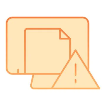 Dangerous document on computer flat icon. Document icon with exclamation mark Stock Illustration