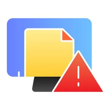 Dangerous document on computer flat icon. Document icon with exclamation mark 스톡 일러스트