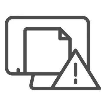 Dangerous document on computer line icon. Document icon with exclamation mark Illustrazione stock