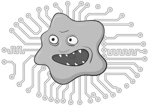 Dangerous evil computer virus. comic illustration Stockillustratie