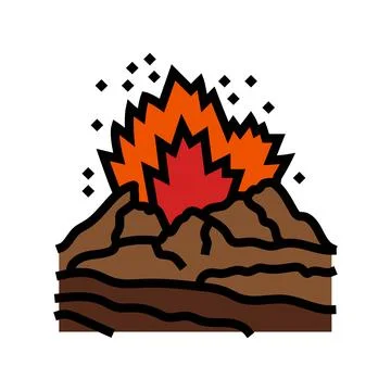 Dangerous exploding volcano color icon vector illustration Stock Illustration