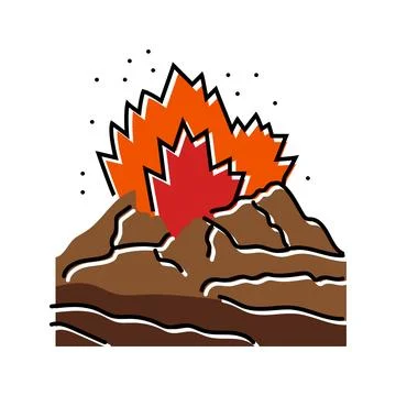 Dangerous exploding volcano color icon vector illustration Illustrazione stock
