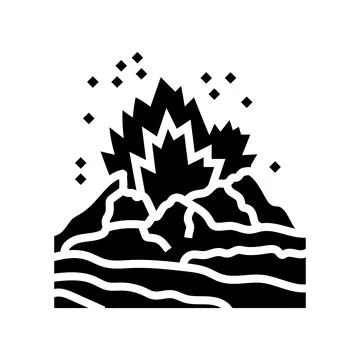 Dangerous exploding volcano glyph icon vector illustration イラスト素材