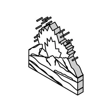 Dangerous exploding volcano isometric icon vector illustration Stock Illustration