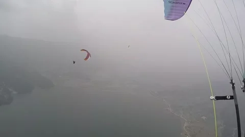 Dangerous folded wings while Paragliding, gopro Stock Footage 55672206