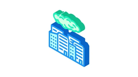 Dangerous glowing cloud over city radioactive pollution isometric icon animation 스톡 동영상 327275426