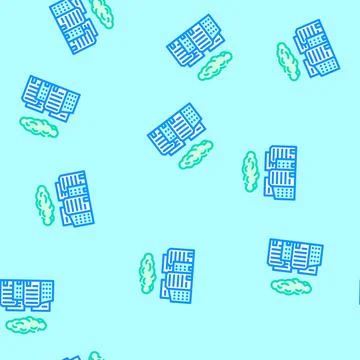 Dangerous glowing cloud over city radioactive pollution vector seamless patte イラスト素材