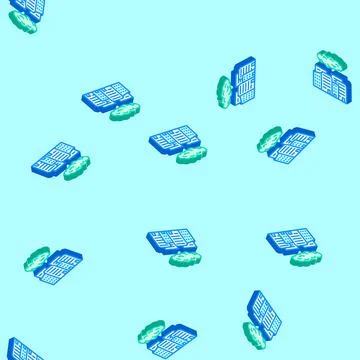 Dangerous glowing cloud over city radioactive pollution isometric seamless pa Stock Illustration