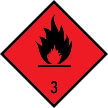 Dangerous goods placards class 3. Flammable liquids sign. Stock Illustration