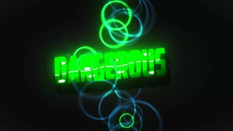 Dangerous, green, with animation, movement, bubbles, flashes, on a black bac Stock Footage 161704612