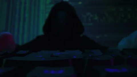 Dangerous Hacker Hands Typing Coding On Computer Keyboard Late Night At Home Stock Footage 121624626