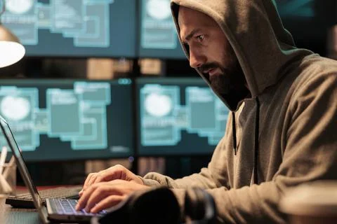 Dangerous hacker trying to break database server Fotos de archivo