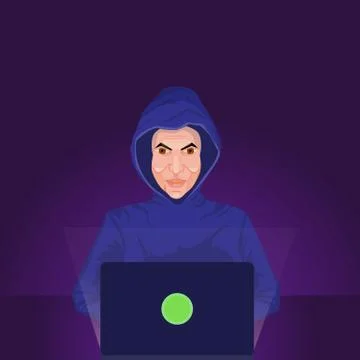 Dangerous hooded hacker breaks in dark atmosphere Illustrazione stock