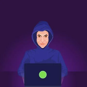 Dangerous hooded hacker breaks in dark atmosphere Illustrazione stock