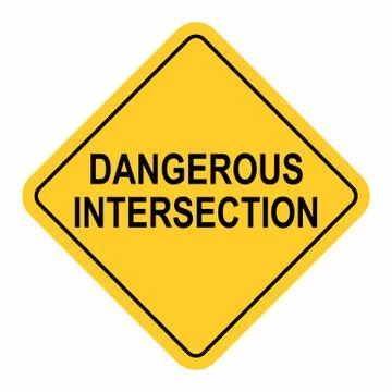 Dangerous intersection traffic sign Stock Illustration
