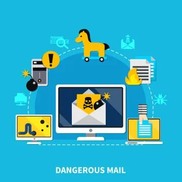 Dangerous Mail Design Concept 스톡 일러스트