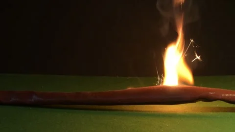 A dangerous malfunction of the electrical cable causes intense burning of the in Stock Footage 323025951