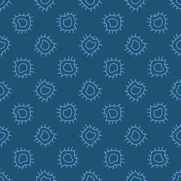 Dangerous Microbe vector concept blue line seamless pattern Illustrazione stock