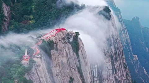 Dangerous Mount Hua Summit Drone 4K Stock-Footage 337054177
