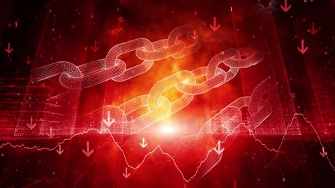 Dangerous red business blockchain mining collapse animation 스톡 동영상 337367012