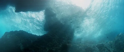 Dangerous reef with strong waves Stock Footage 99267769