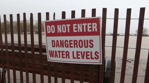 Dangerous rising water and flooding as lakes oceans and sea levels rise Stock Footage