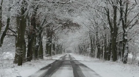 Dangerous road condition in wintertime. Stockbeeldmateriaal 46808768