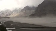 Dangerous Sand Storm Developing In Indus River Bed, Wild Nature, Mountains Stock Footage