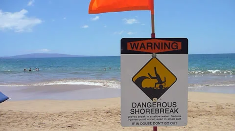 Dangerous Shore Break at Beach Stock Footage 23639308