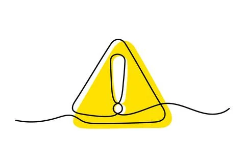 Dangerous sign line continuous drawing vector. One line dangerous sign. Stock Illustration