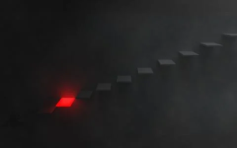 Dangerous Steps Down Into The Darkness Illustration. Stock Illustration
