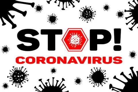 Dangerous STOP Coronavirus vector wallpaper. 2019-nCoV bacteria on white Stock Illustration